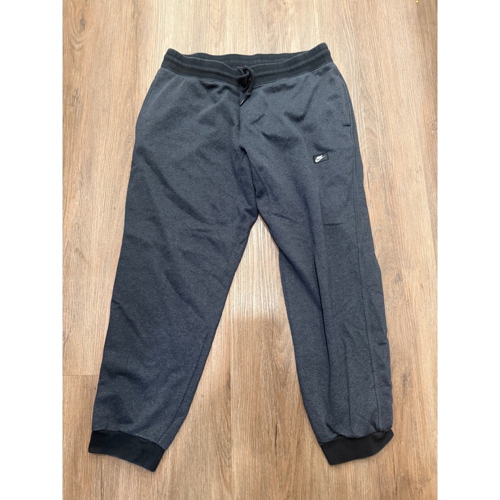 Nike Mens XL Charcoal Gray Fleece Jogger Sweatpants Elastic Waist Cuffs Logo